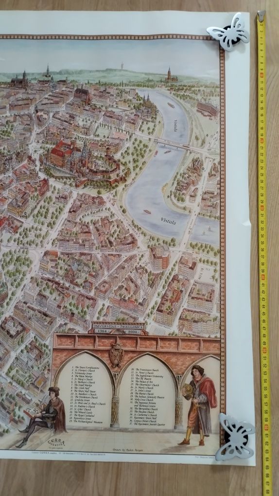 Plakat Kraków stara mapa plan miasta duży unikat