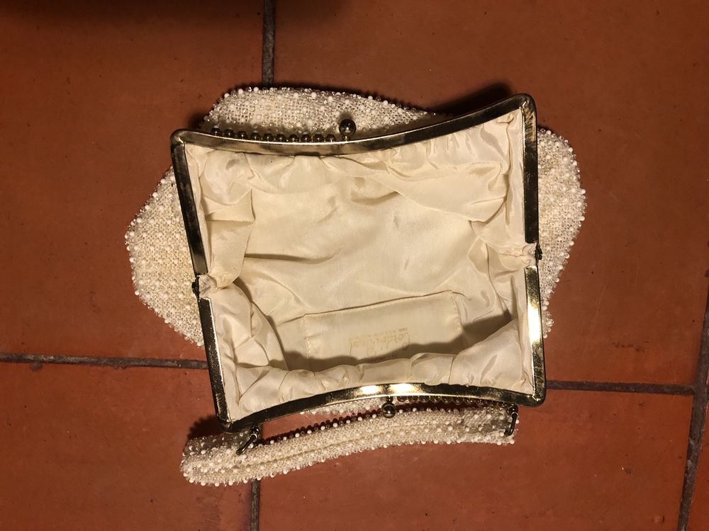 Mala de mão com perolas Vintage, bolsa interior