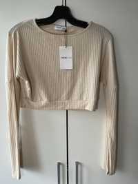 Crop top krótka bluzka beżowa rozmiar 34 Femme Luxe nowa #222