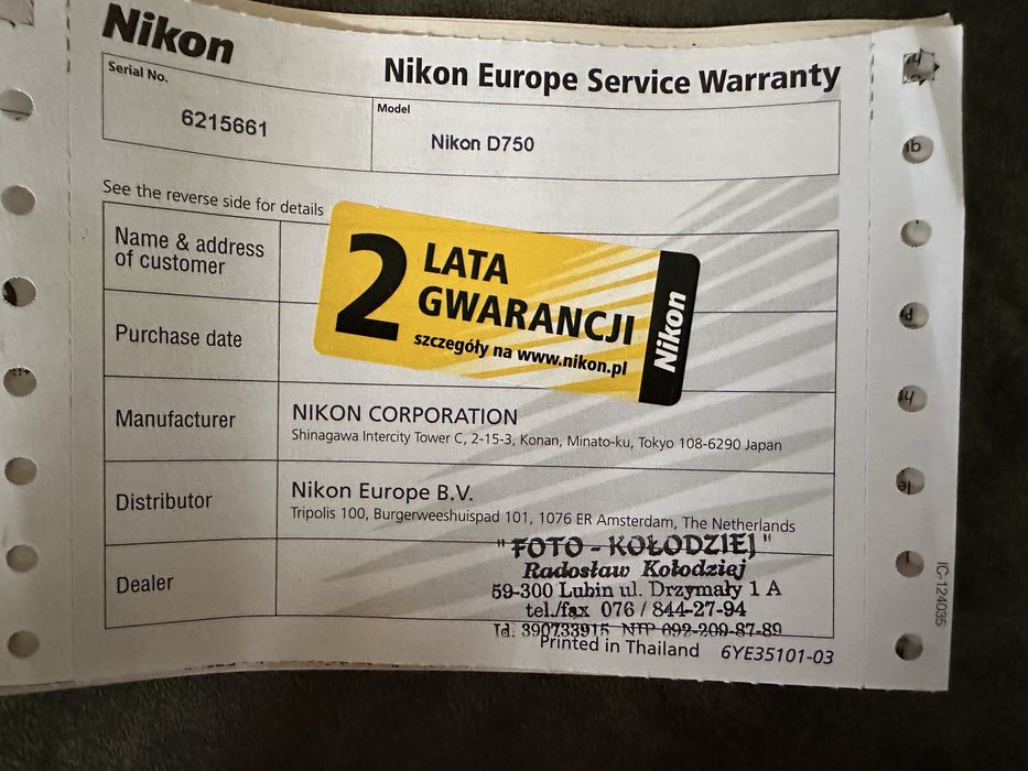 Aparat Nikon D750 pelna klatka