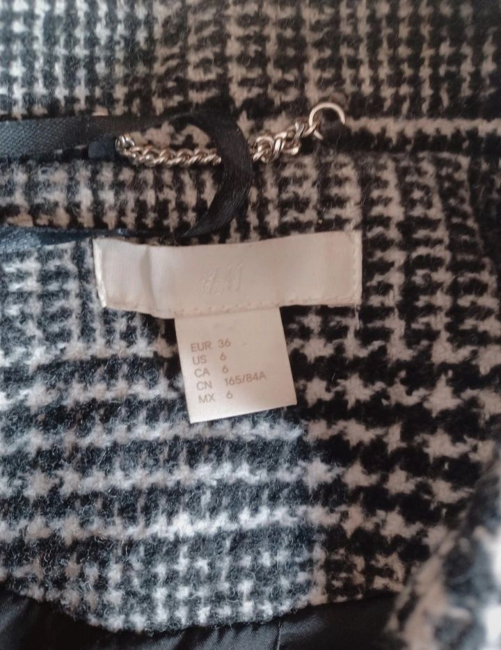 Klasyczny płaszcz z wełną H&M rozmiar 36