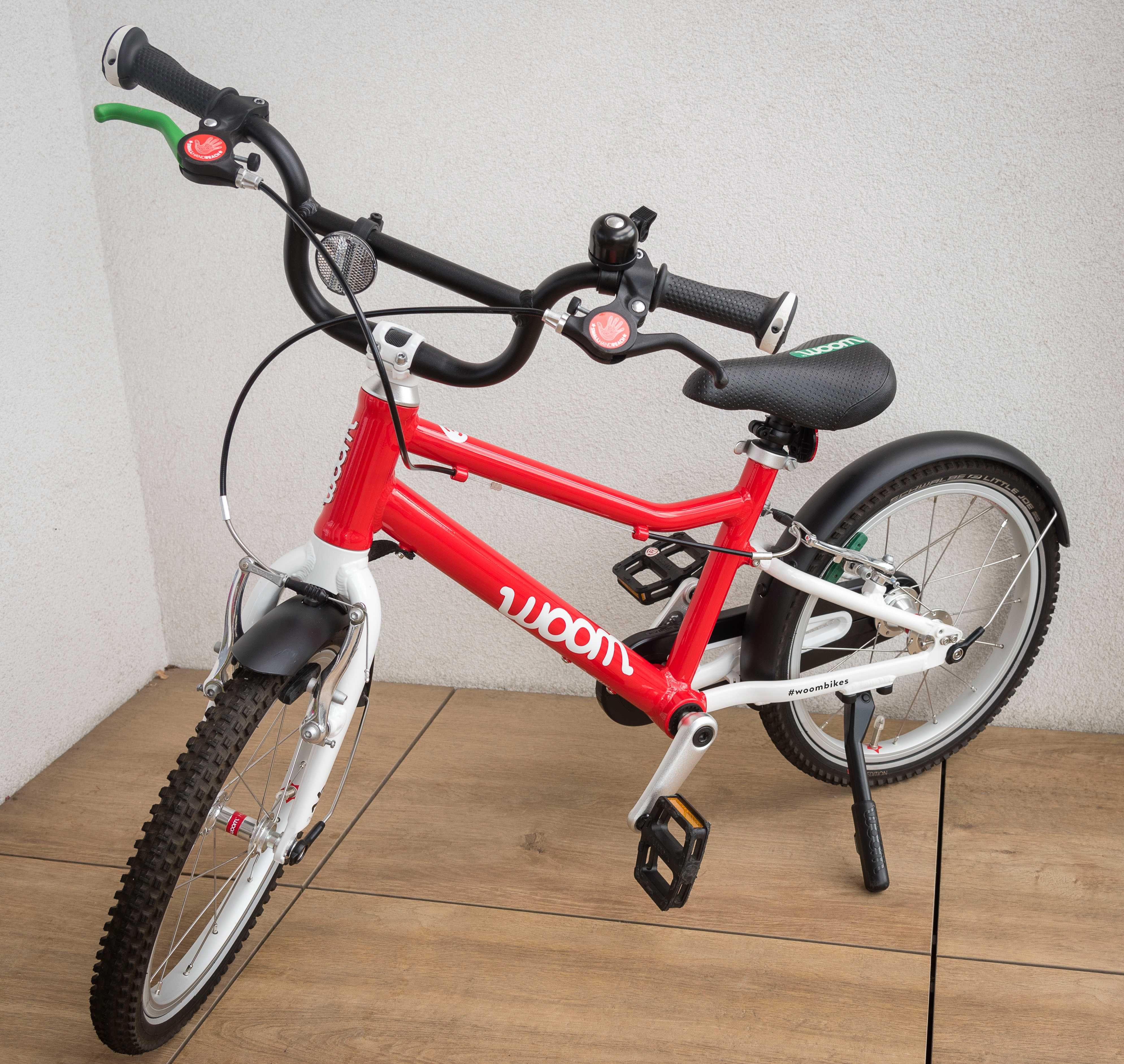 Czerwony Woom 3 z 2024r + nóżka + błotniki + oryginalna instrukcja