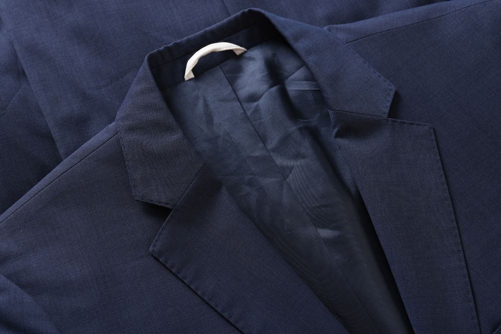 HUGO BOSS modny granatowy garnitur męski wełna Super 120 melanż r. 46