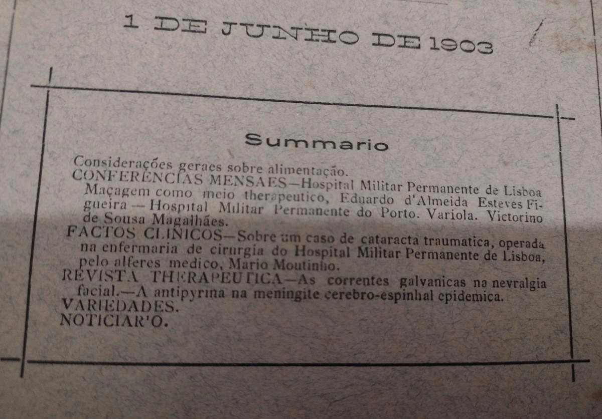 Revista A Medicina Militar 1902/1903