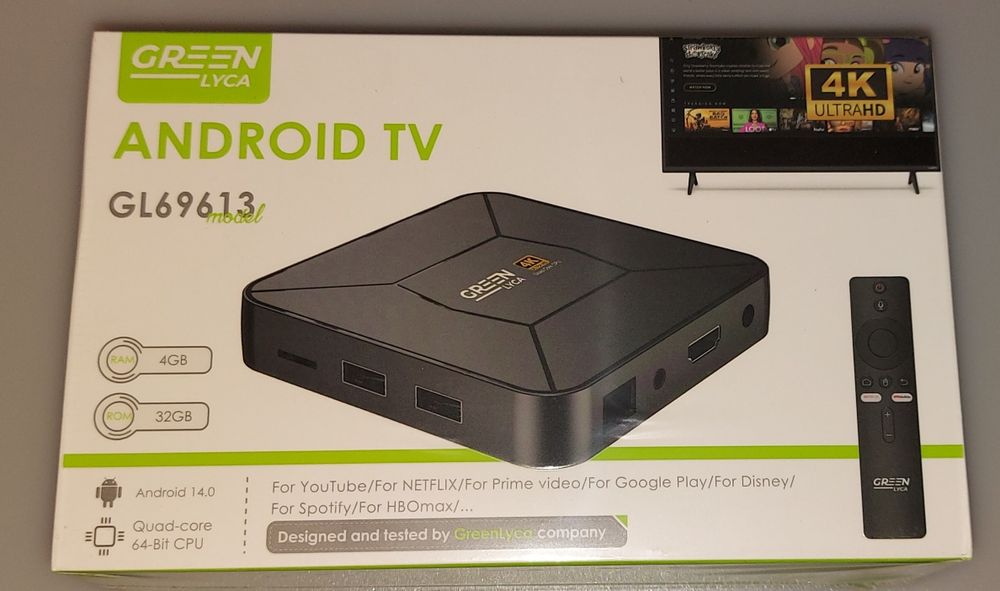Box Android TV GL69613 , 4K ULTRAHD Green Lyca