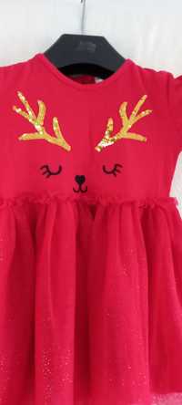 Sukienka czerwona dla dziewczynki na święta 92