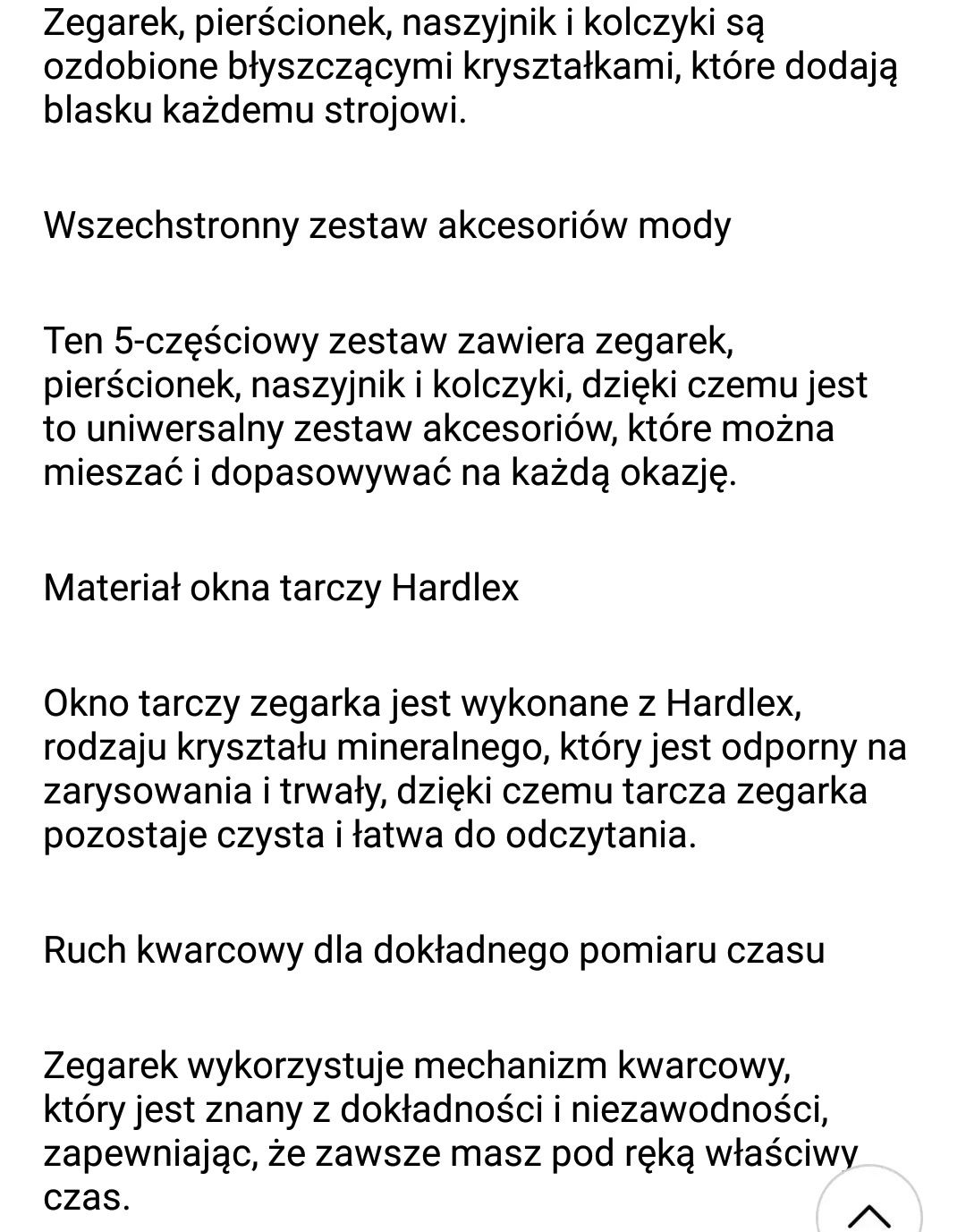 Zegarek wisiorek kolczyki pierścionek