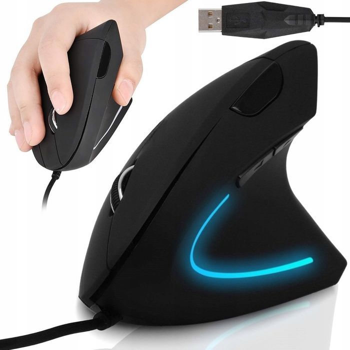 Myszka Wertykalna Przewodowa Cicha Ergonomiczna Mysz Optyczna Pionowa
