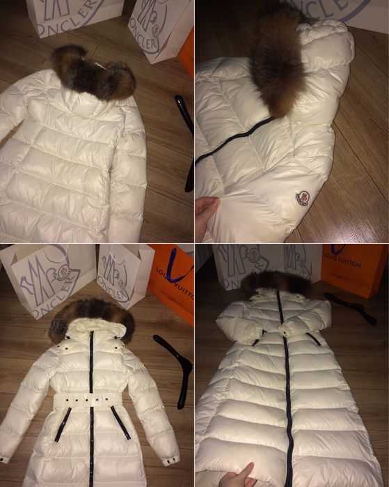 Пальто з поясом-резинкою Moncler S жіноче довге зимове пуховик Монклер