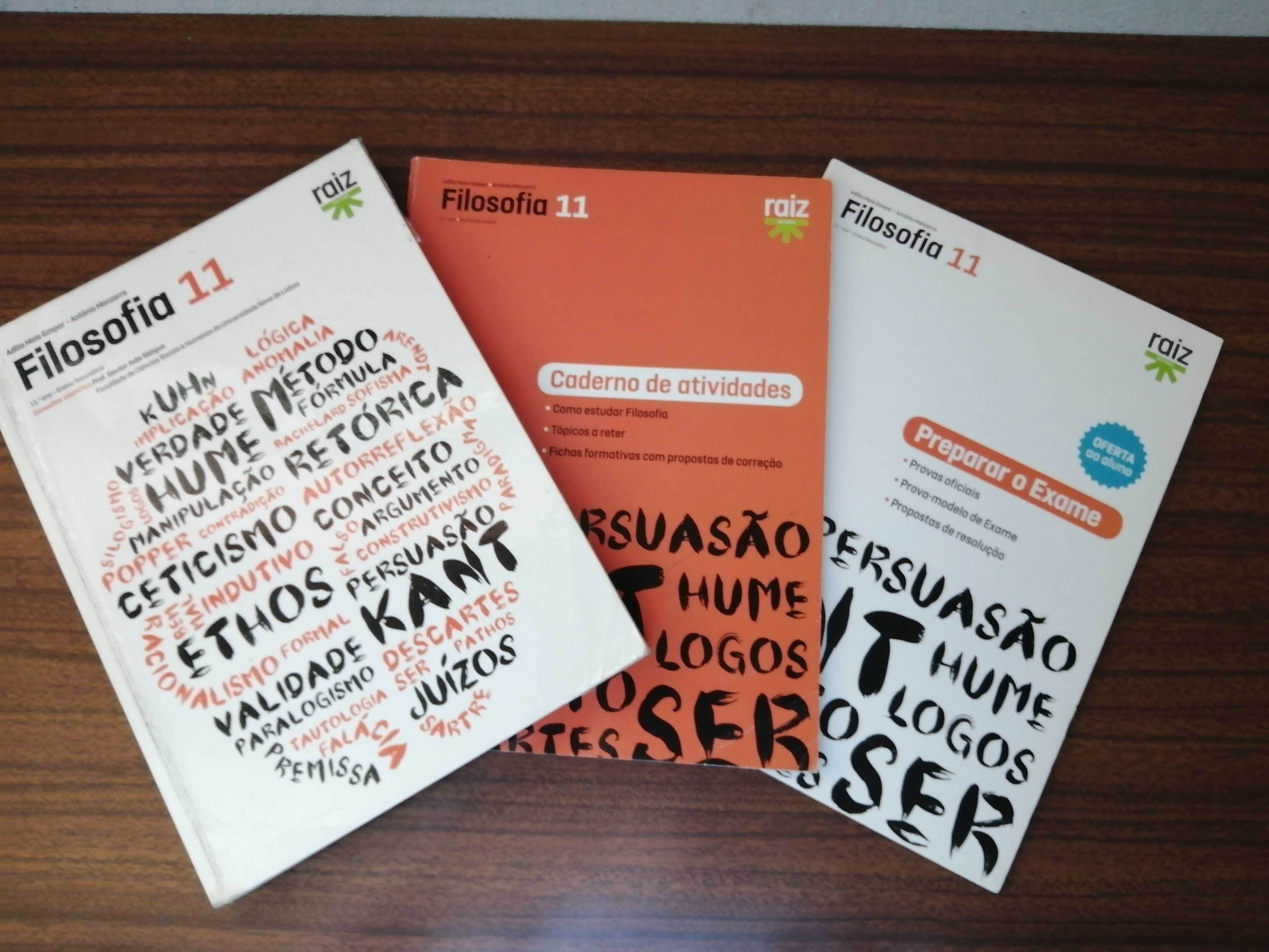 Manuais e caderno escolare de 11. (mat, esp, his, MACS, fil, geo, pot)