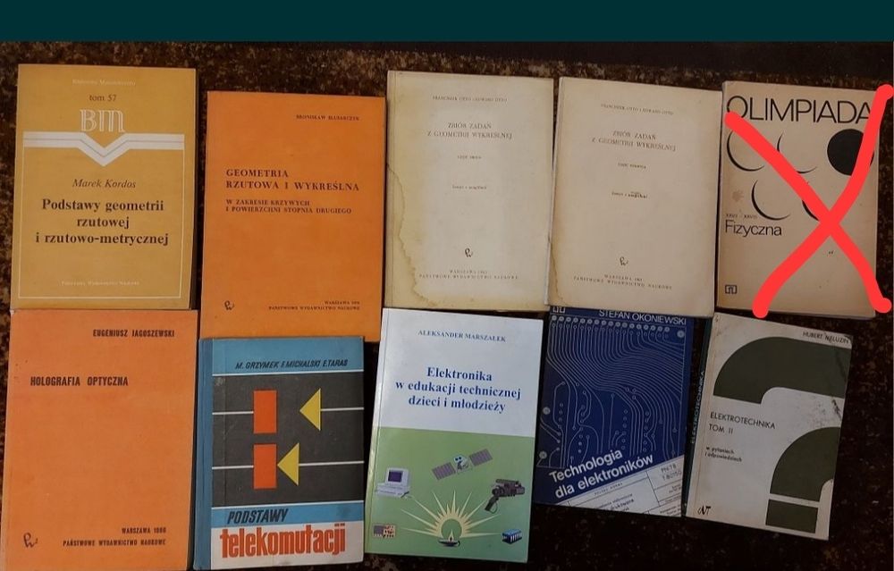 9 książek geometria wykreślna Otto fizyka holografia elektronika elek