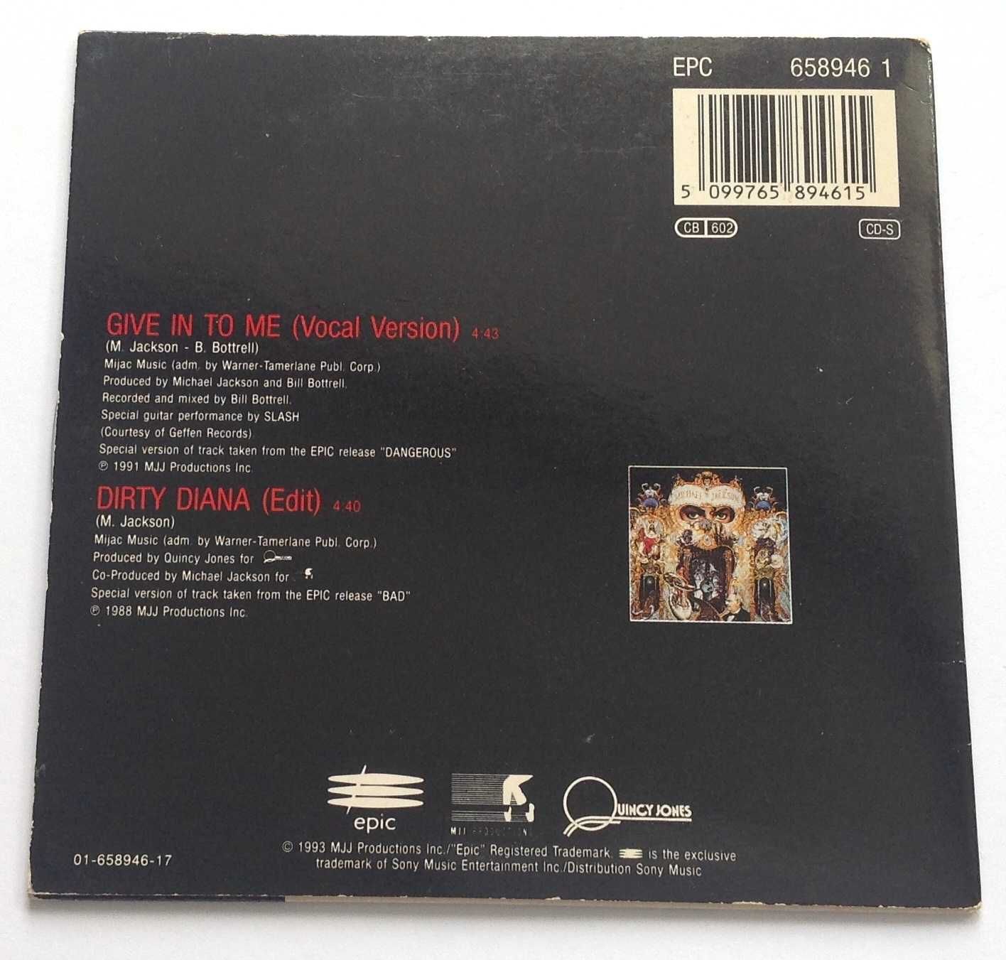 Michael Jackson Featuring Slash Give In To Me CDS