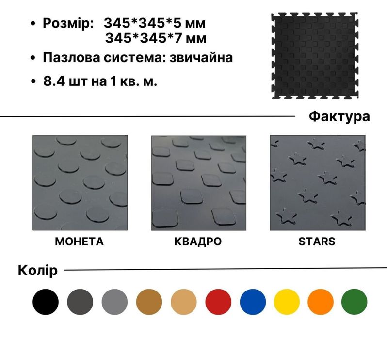 Модульне покриття для підлоги з ПВХ, 5мм, 1 кв м, модульна плитка ПВХ