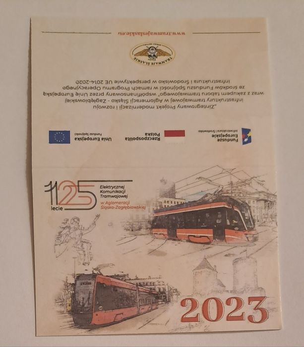 Kalendarz listkowy składany Tramwaje Śląskie Chorzów 2023
