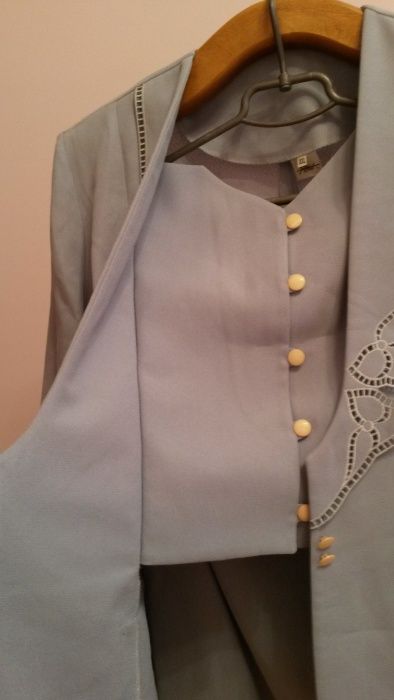 новый костюм женский голубой с коротким рукавом, платье, юбка