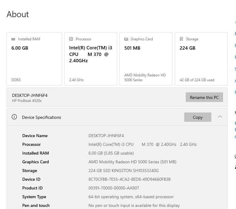 Ноутбук HP 4520s (CPU-i3-2.4GHz/RAM-6Gb/SSD-240GB)