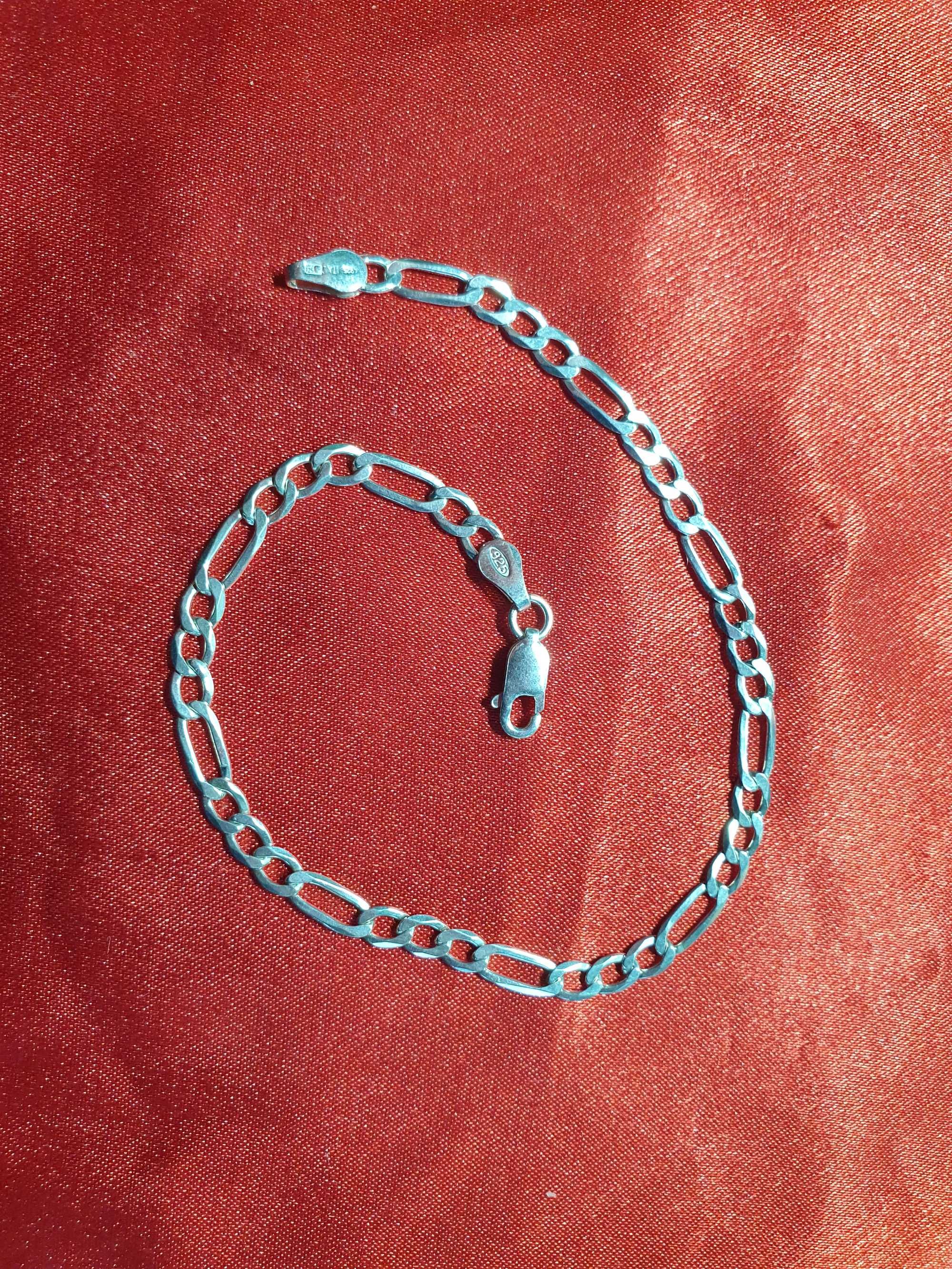 Srebrna urocza bransoletka  splot FIGARO, dł-20 cm, 3,2 gram
