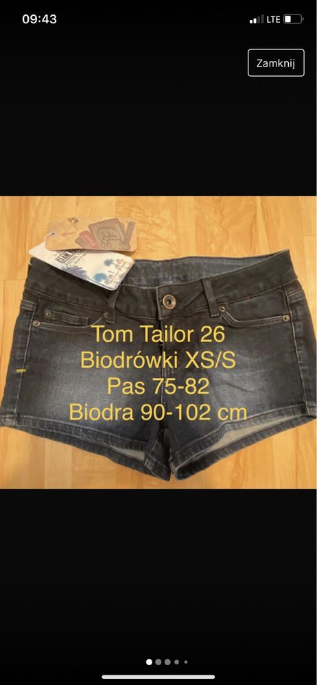 Tom Tailor 26 XS szorty krótkie spodenki jeansowe dżinsowe granatowe
