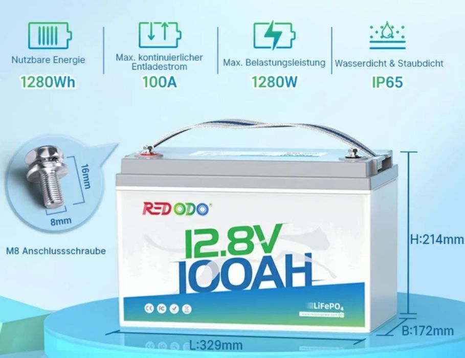 Акумулятор  12V 100Ah Redodo  LiFePO4 д