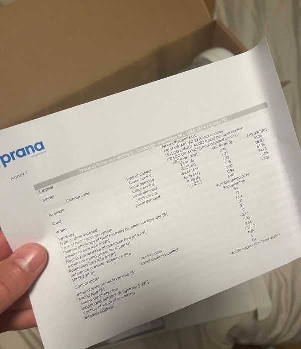 Rekuperator ścienny Prana 150 Standard