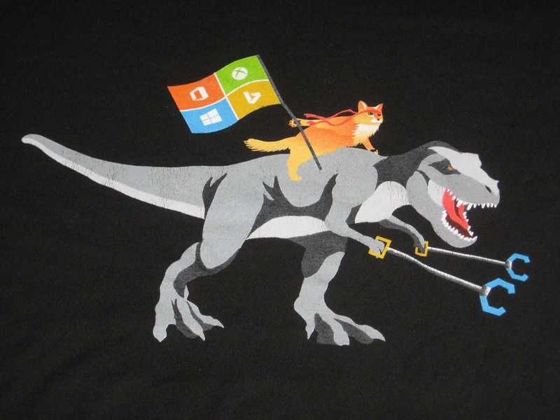 T-shirt koszulka dinozaur tyranozaur kot Xbox Bing Windows śmieszny