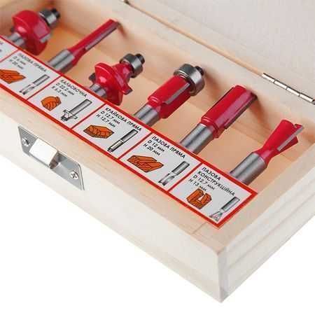 Набір фрез кінцевих по деревині, 6 шт. INTERTOOL HT-0072