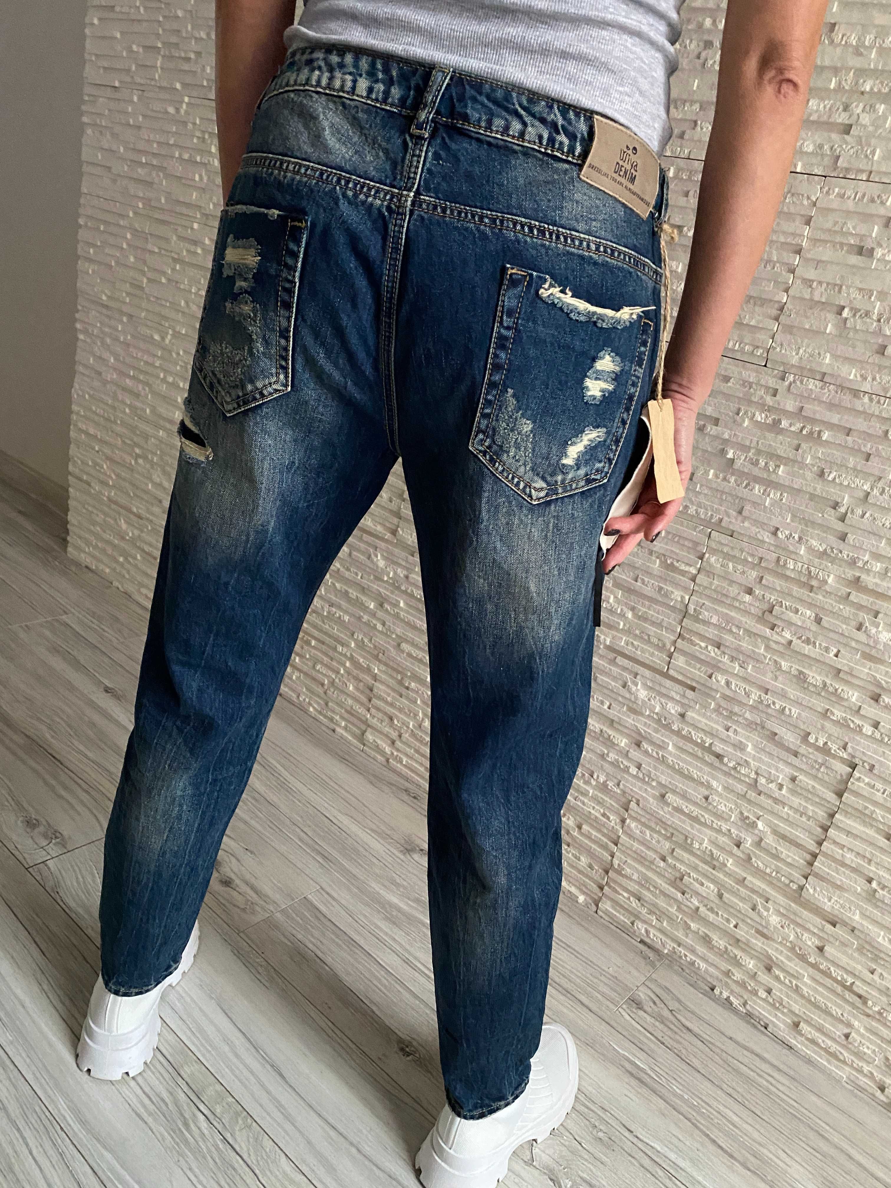 Wiya nowe genialne jeansy boyfriend _ dziury łatki M