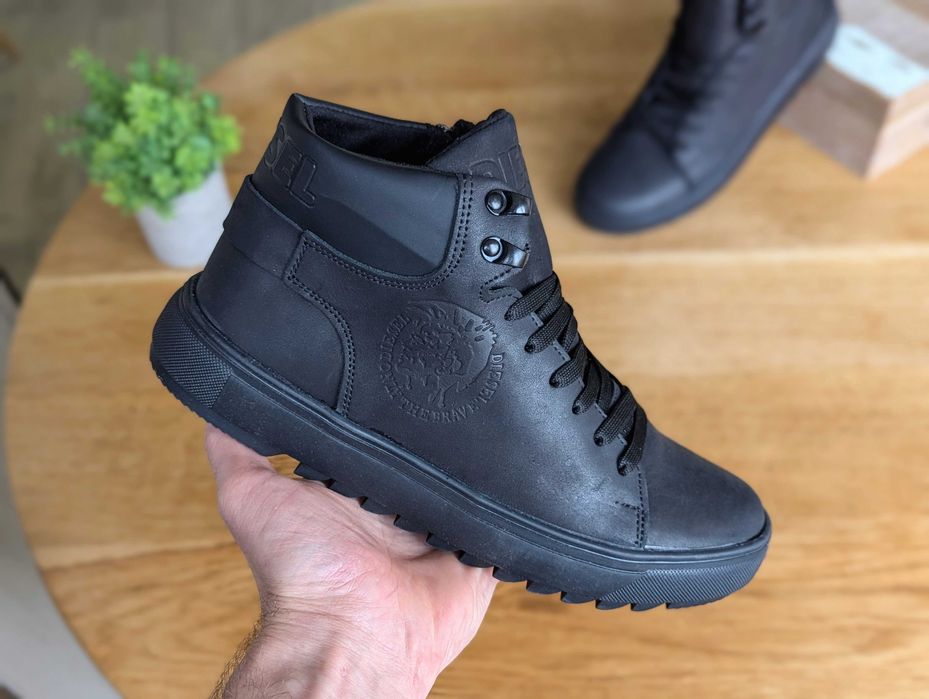 Якісні Чоловічі зимові черевики DIESEL натуральна шкіра Ботинки зимние