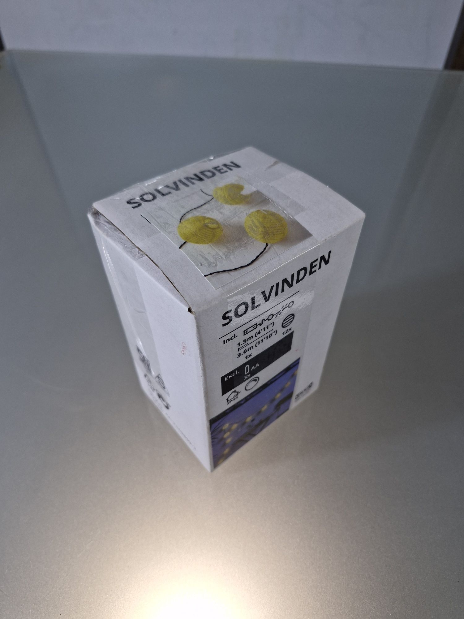 IKEA Solvinden Łańcuch Świetlny LED 12 Żarówek na Baterie Żółty