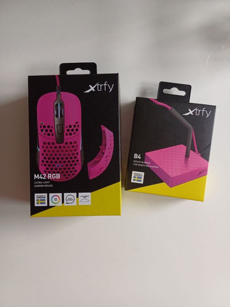 Nowa Mysz Xtrfy M42 RGB ultralekka plus Mouse Bungee w podarunek