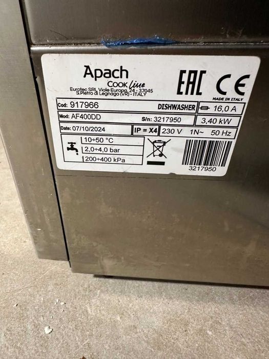 Професійна посудомийна машина Apach AF400DDP +дренажна помпа