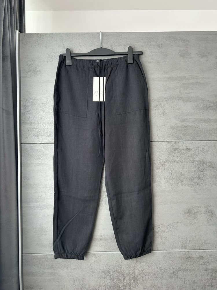 Nowe z metką czarne spodnie ZARA xs 34 joggery do kostek, kieszenie