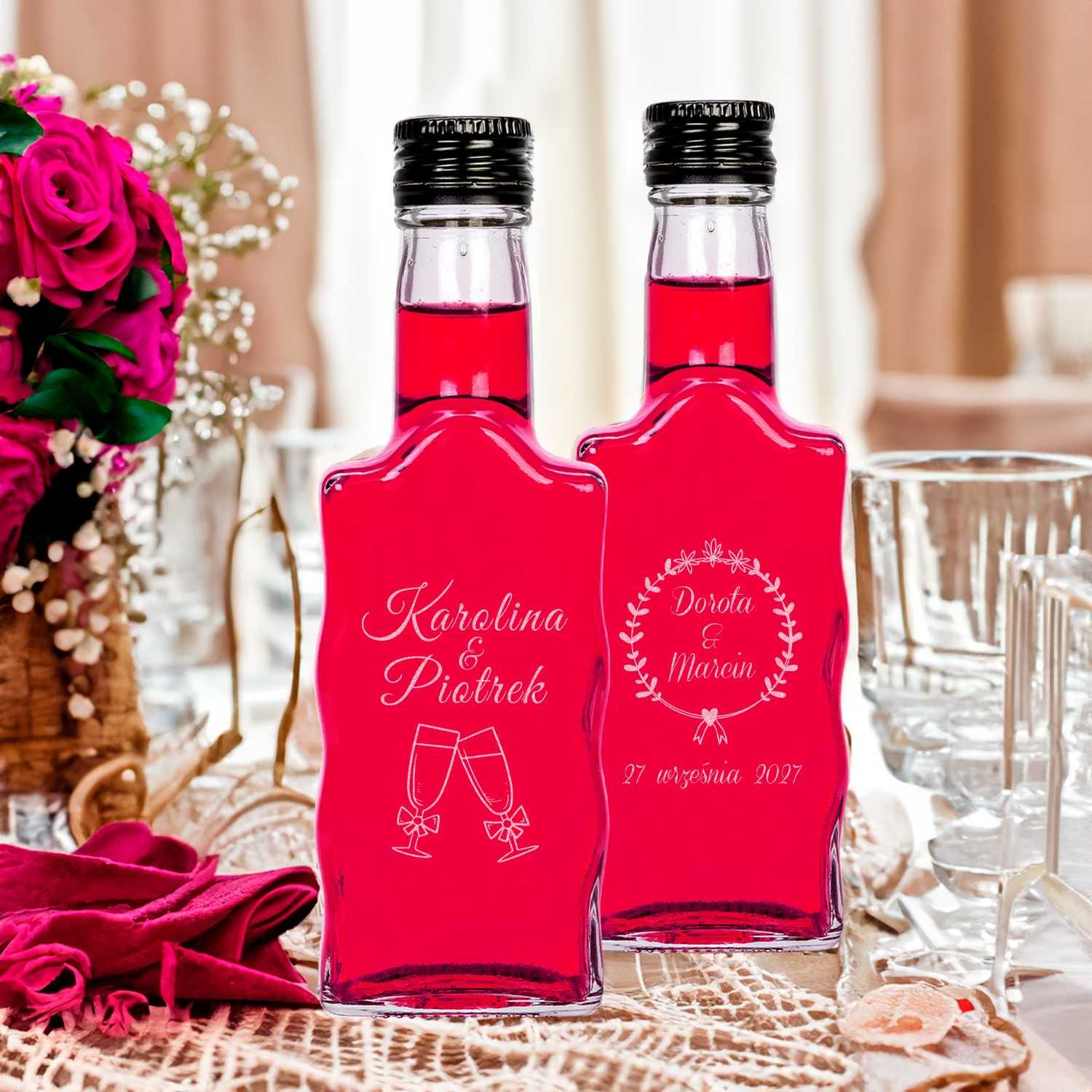 10x butelka FALA 200 ml z zakrętką na wesele ślub nalewki + grawer