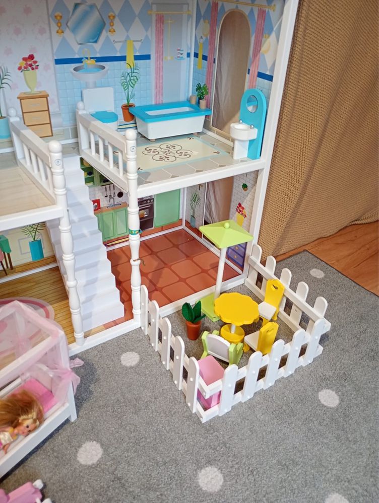 Ogromny domek dla Lalek drewniany + mebelki dla Barbie dla dziewczynek