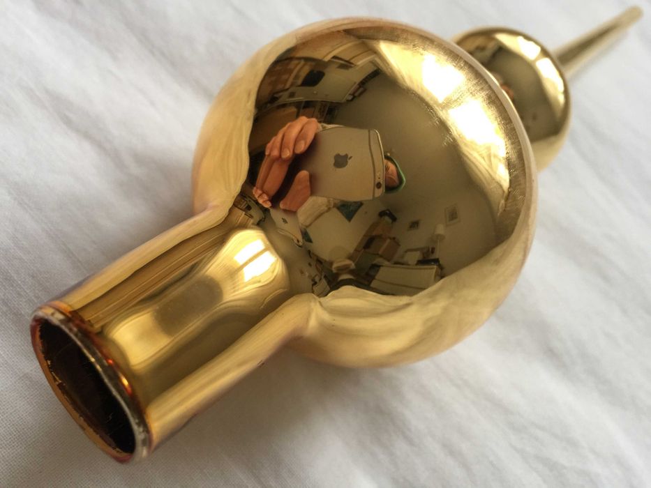 Szklany SZPIC na Choinkę Złoty Czub 26 cm Stary