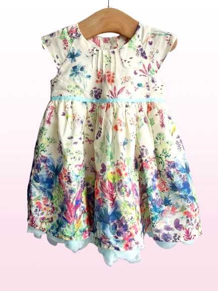 Sukienka kwiatki floral print tiulowa księżniczka Marks&Spencer 62 68