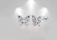 Kolczyki błyszczący Motyl srebro 925 do Pandora