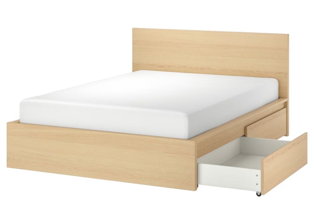 Łóżko IKEA MALM z materacem IKEA VESTERÖY stelaż szuflady jak nowe