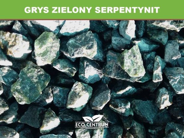 Kamień ogrodowy GRYS SERPENTYNIT, zielony grys do ogrodu i akwarium