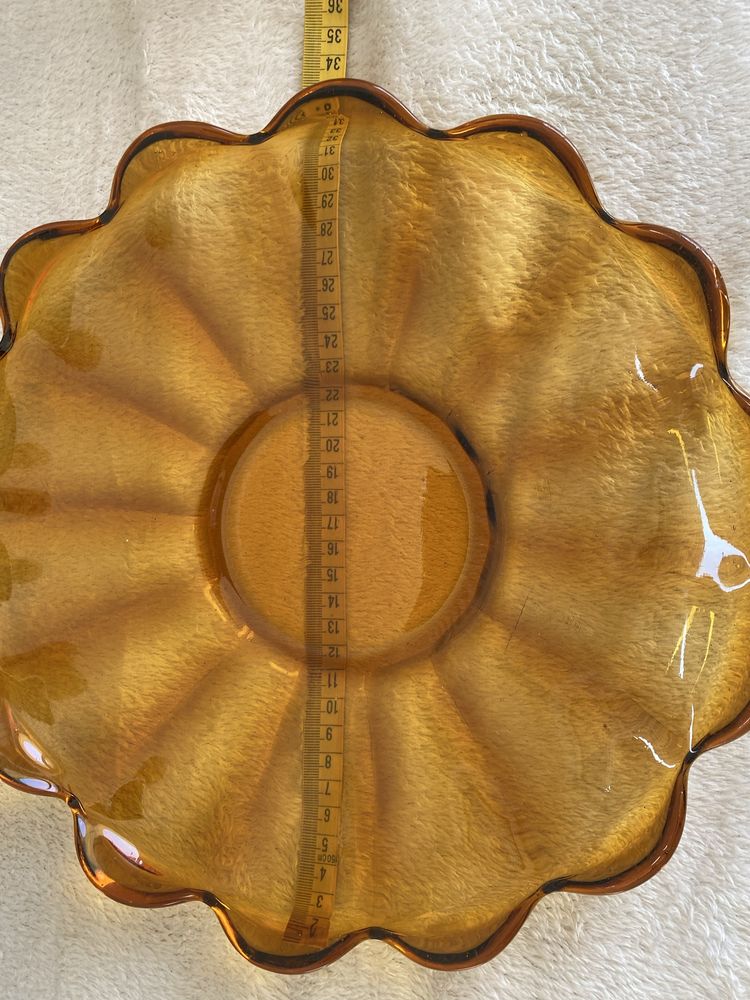 Patera w stylu art -deco szklo miodowe/bursztynowe