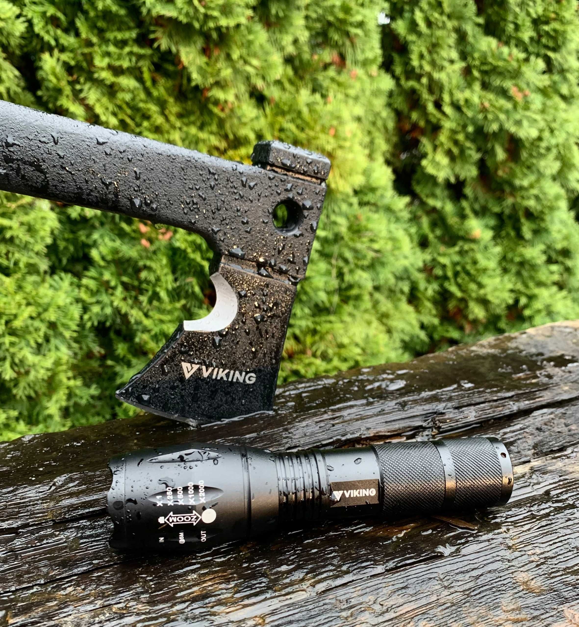 SIEKIERA taktyczna SURVIVAL VIKING kemping ZESTAW krzesiwo + NOŻE