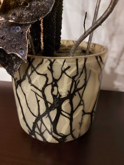 Vaso decorativo preto e cinza