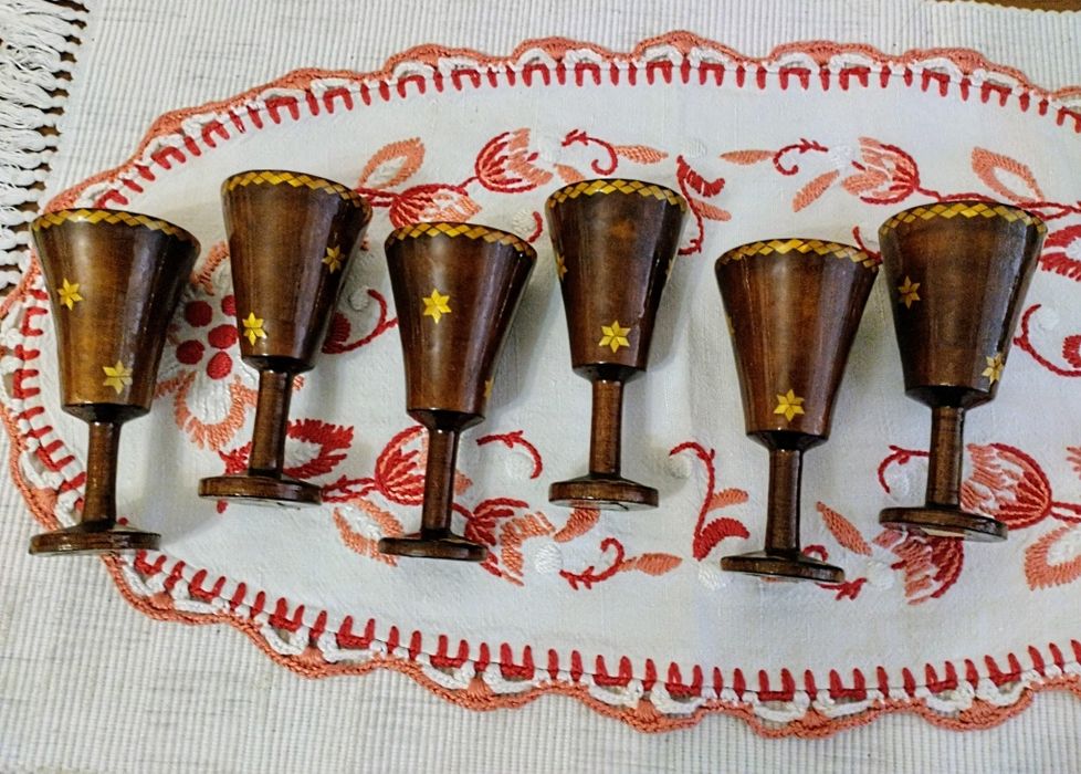 Чарки Стопки з дерева з ручним розписом