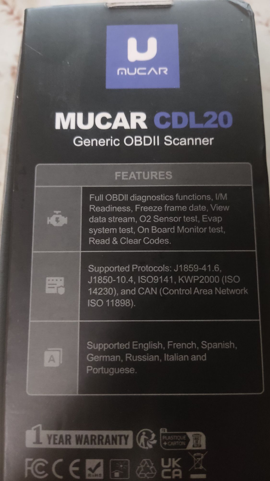 OBD сканер Mucar CDL20