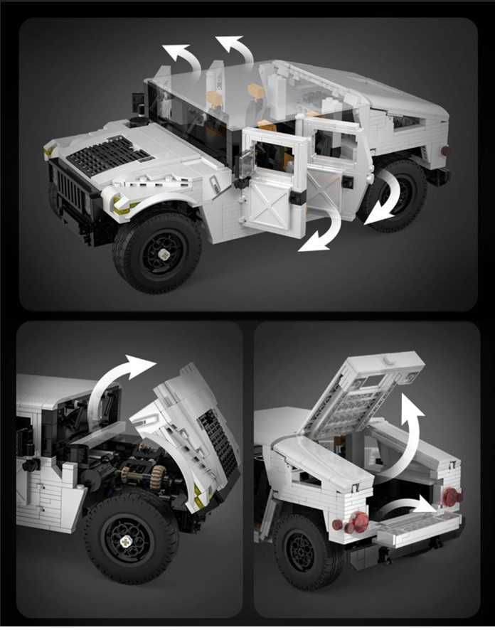 Klocki techniczne CaDA 1386 el. Humvee pojazd wojskowy 1:12 d