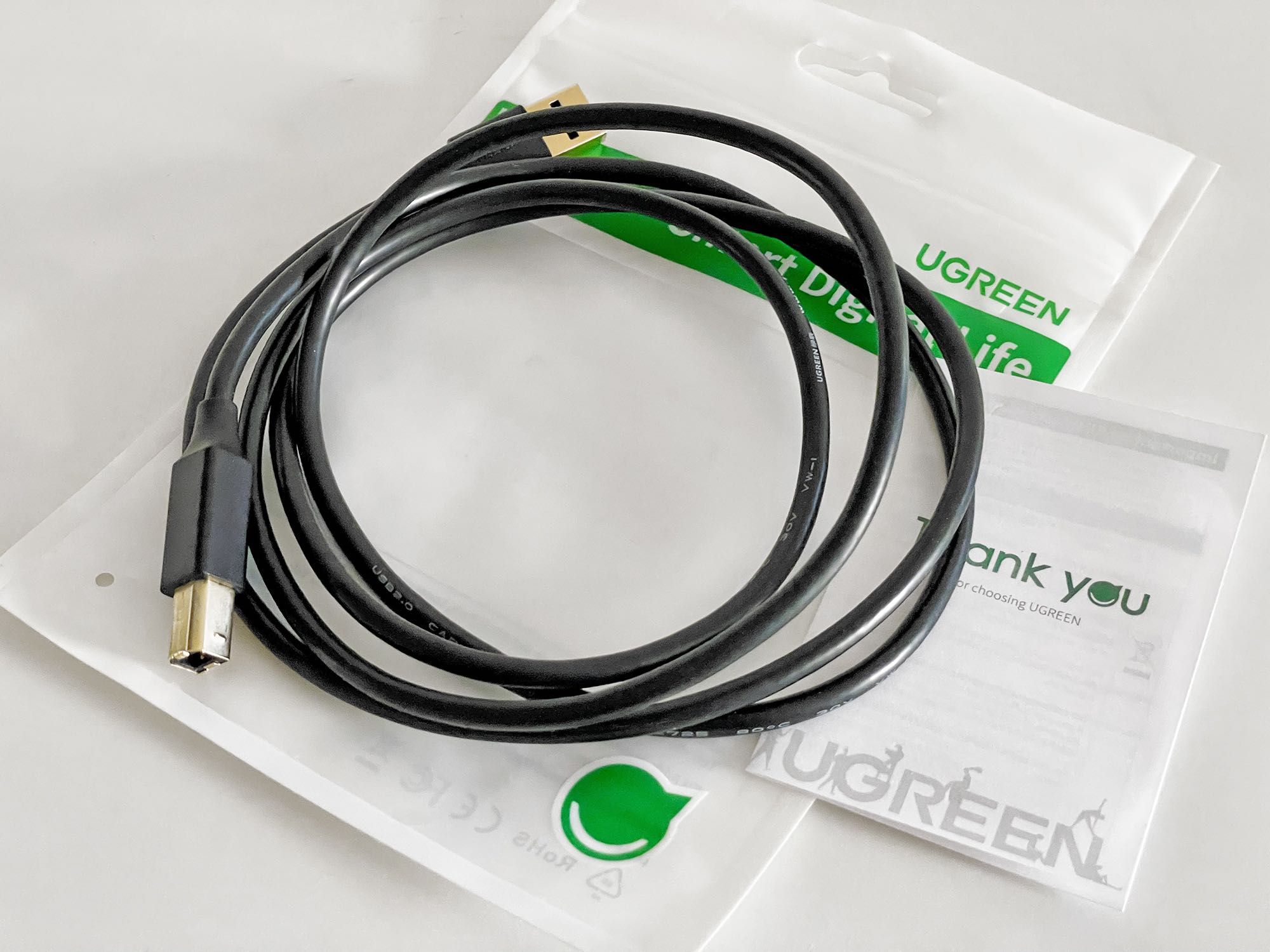 Cabo UGREEN USB-A USB-B 2.0 Gold (DAC/Audio/Dados) 1.5M