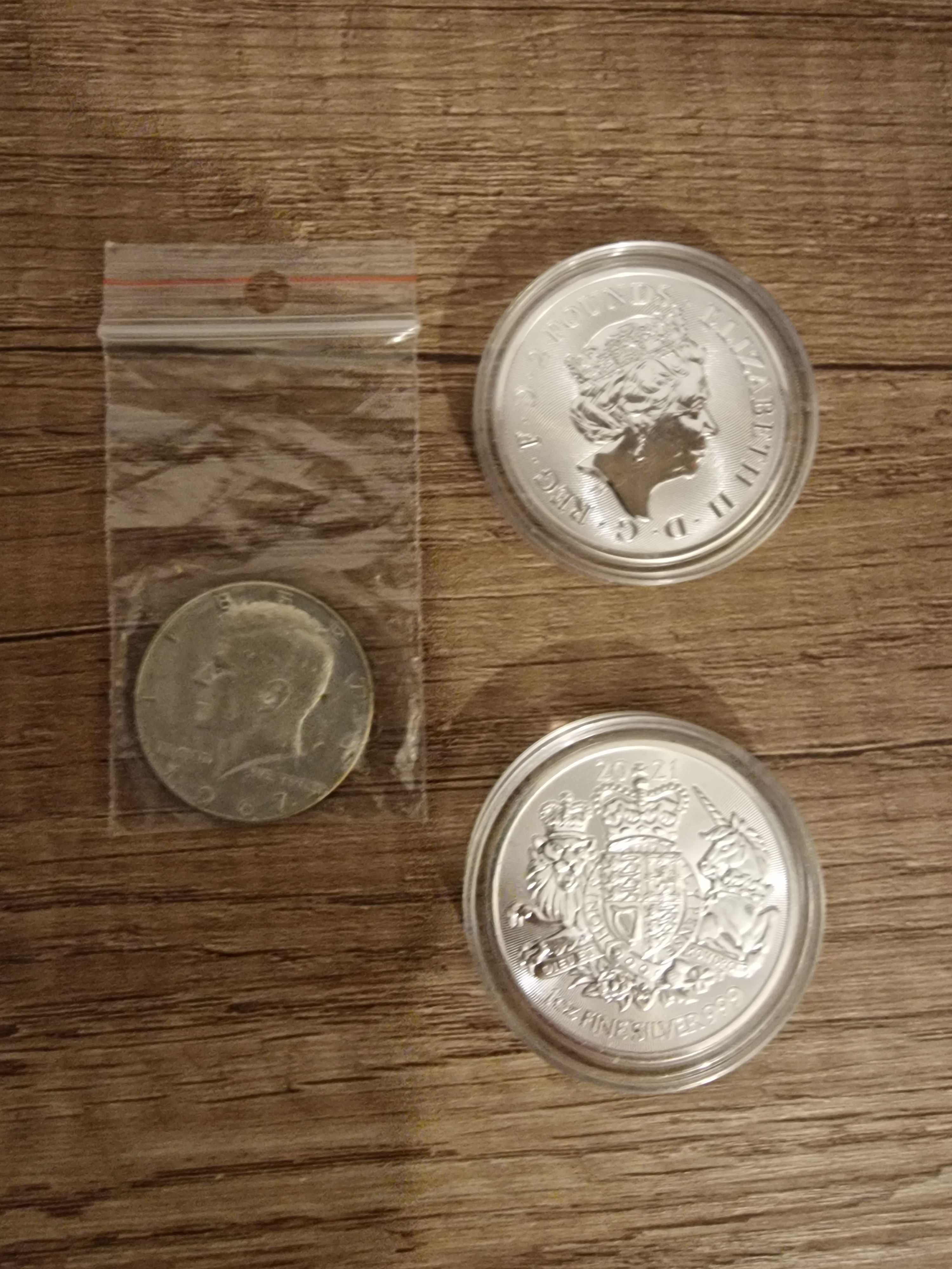 Półdolarówka JF Kennedy 1967 plus dwie monety