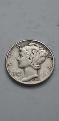 10 centów USA 1945 - srebro - real foto - super stan