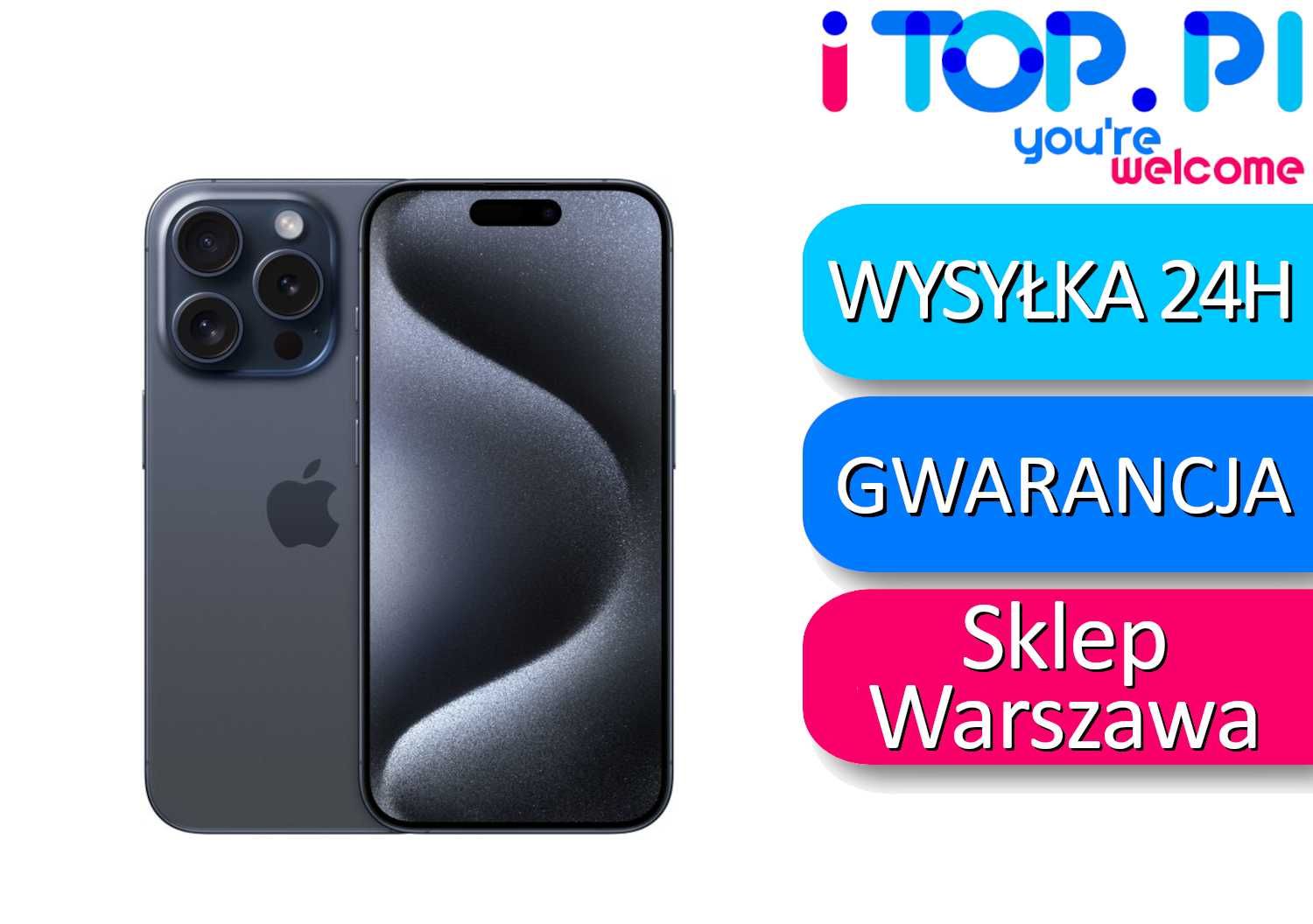 iPhone 15 Pro 256gb eSIM Niebieski PREMIUM Sklep iTop Wawa Gwar 12 msc