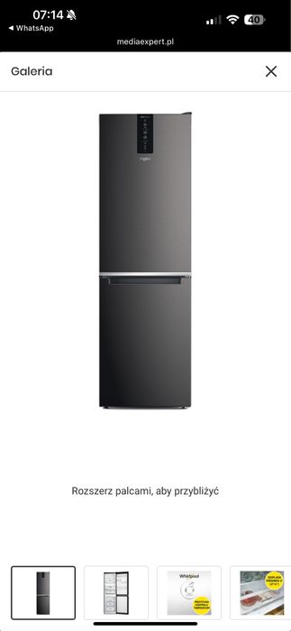 Lodówka WHIRLPOOL W7X 83T KS 2 No frost 191.2cm Czarny Inox